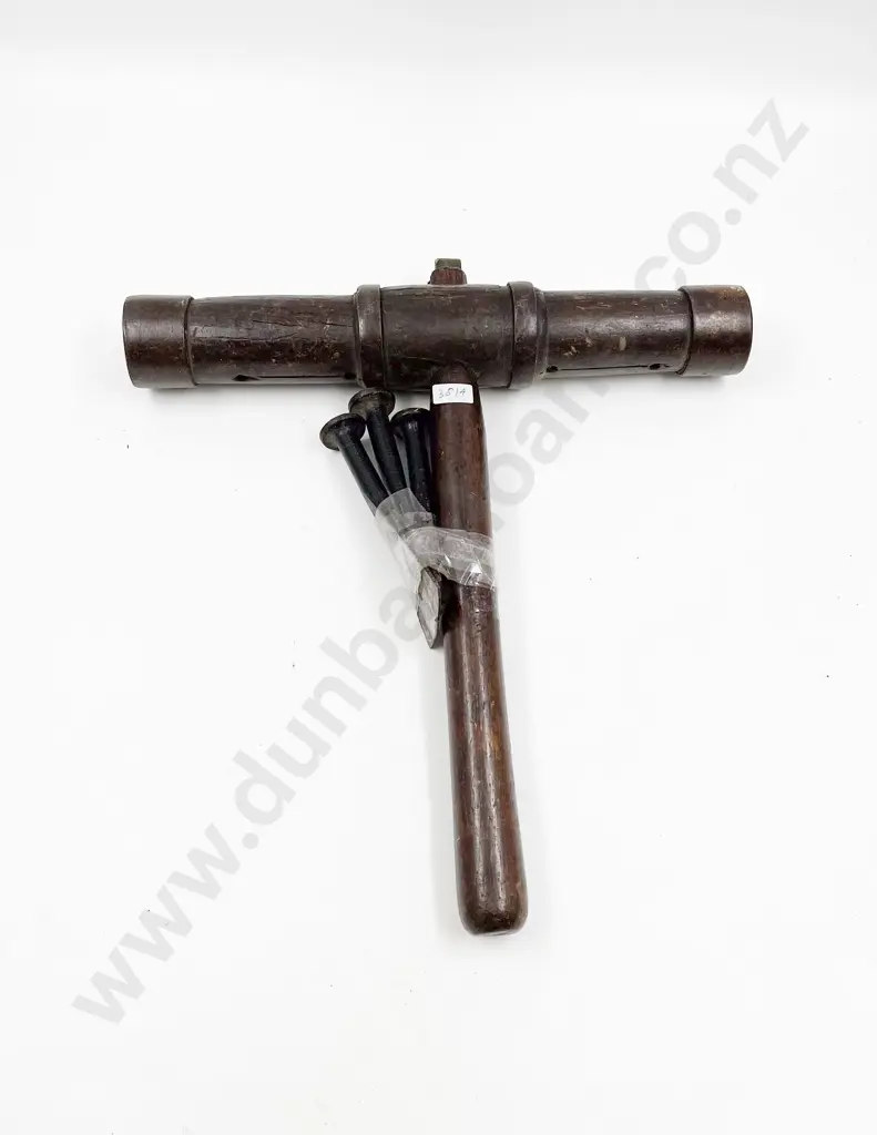 Vintage Wooden Caulking Mallet with Chisels Image 1++