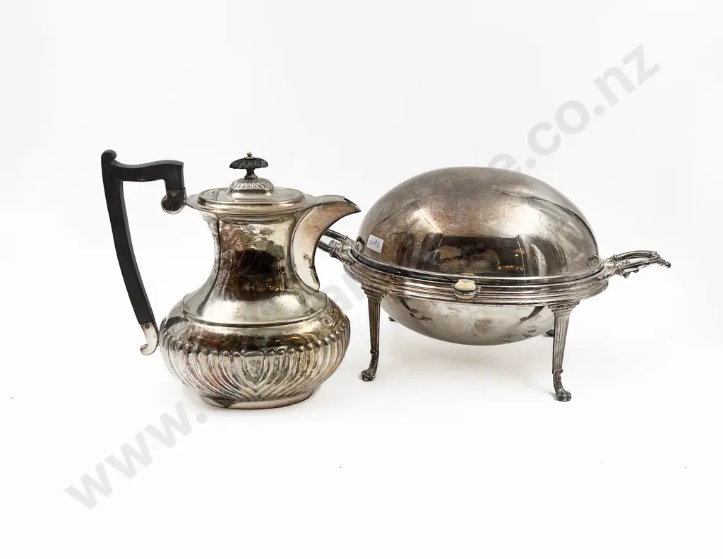 S/P Domed and Footed Meat Dish and Hot Water Jug Image 1++