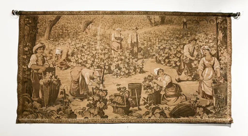Wall Hanging Tapestry of Grape Picking Scene Image 1++