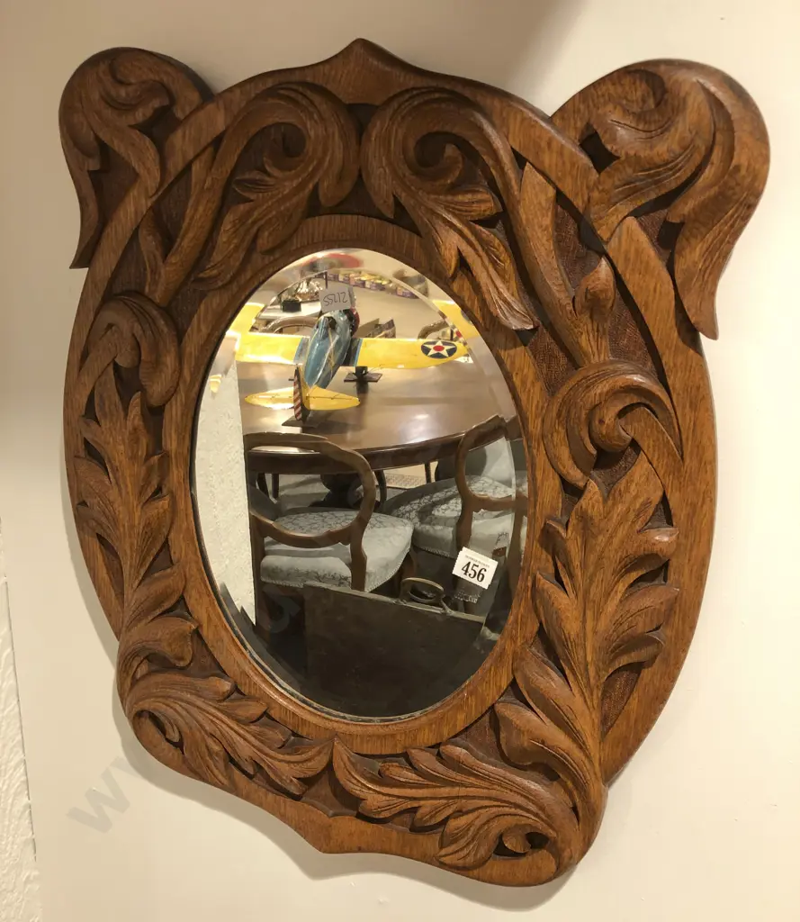Carved Oval Bevel Edged Wall Mirror Image 1++
