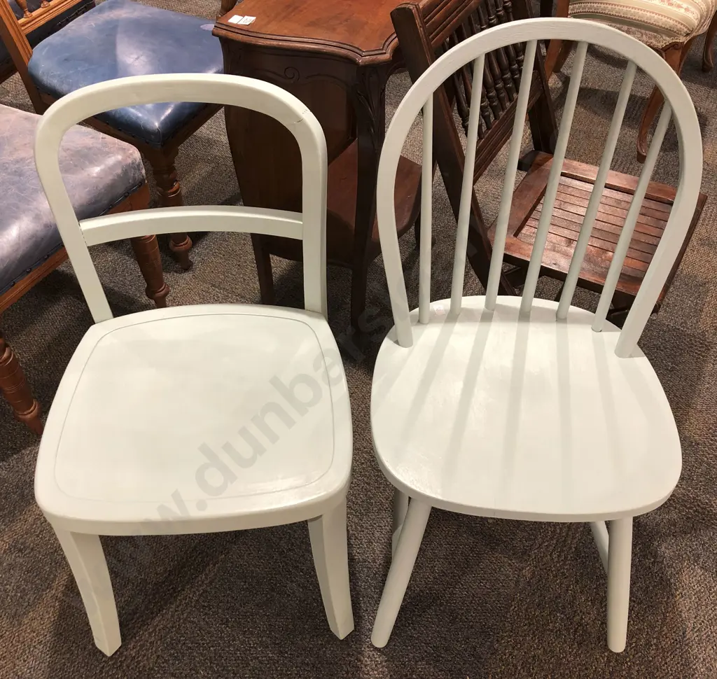 Two Duck Egg Blue Dining Chairs Image 1++