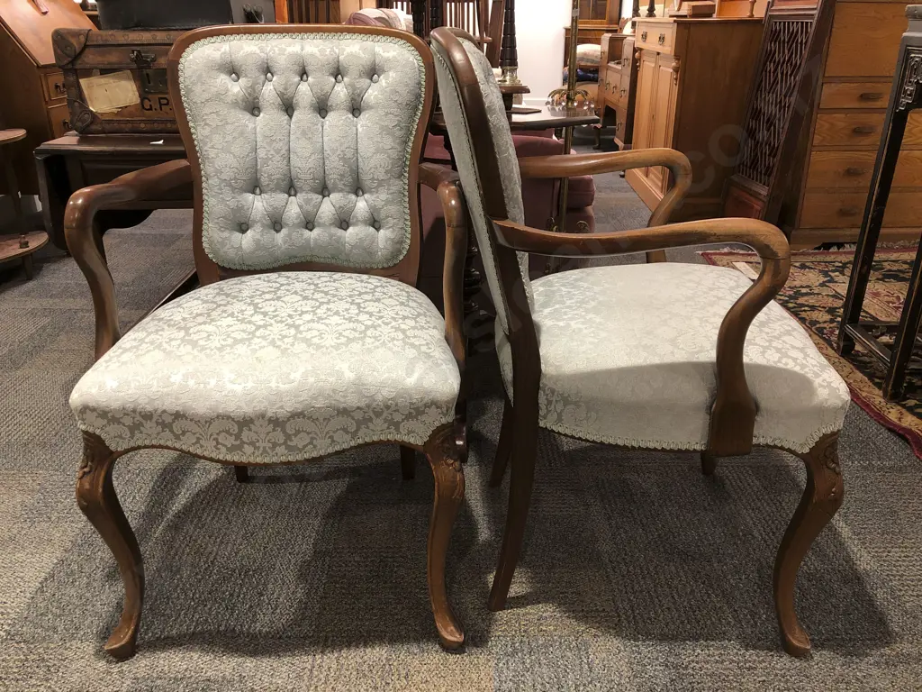 Pair of Button Back Armchairs Image 1++