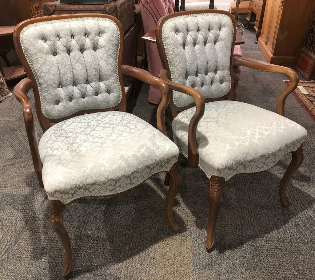 Pair of Button Back Armchairs Image 1++