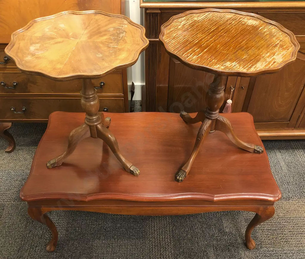 Two Tripod Based Wine Tables Together with Coffee Table Image 1++