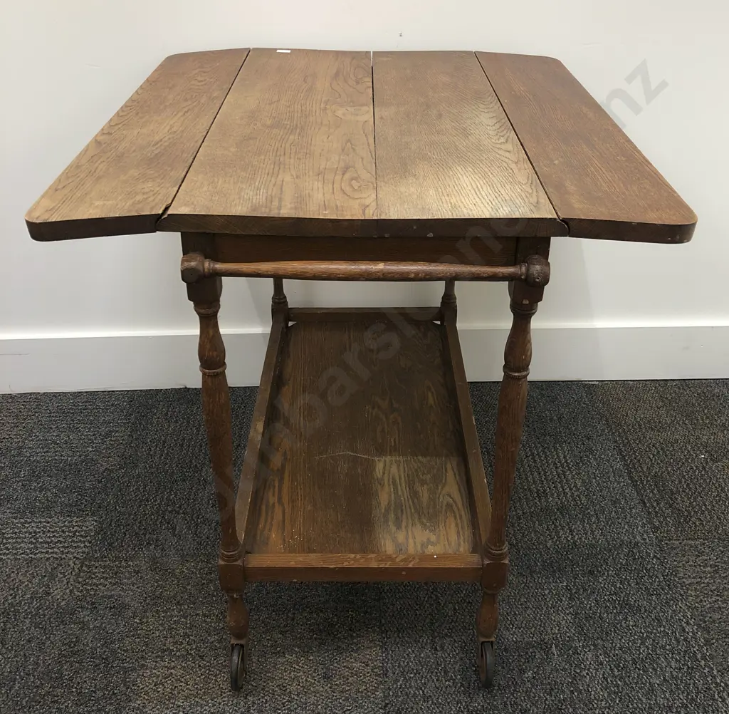 Oak Two Tier Tea Trolley Image 1++