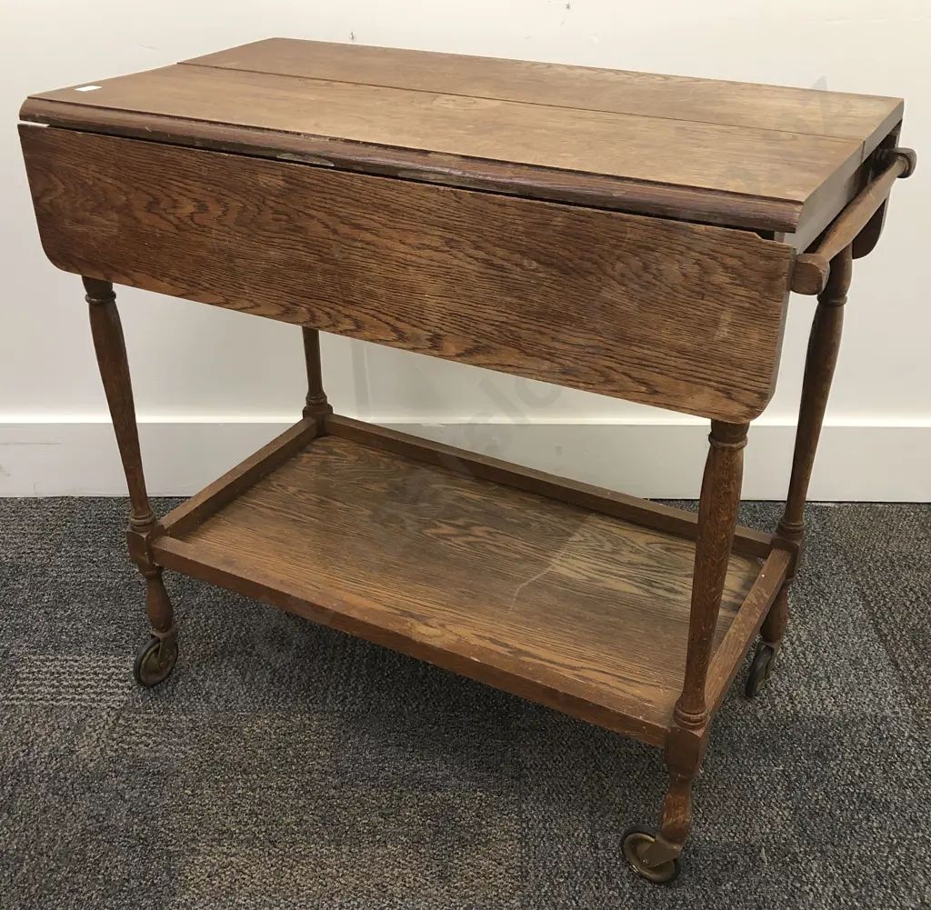 Oak Two Tier Tea Trolley Image 1++