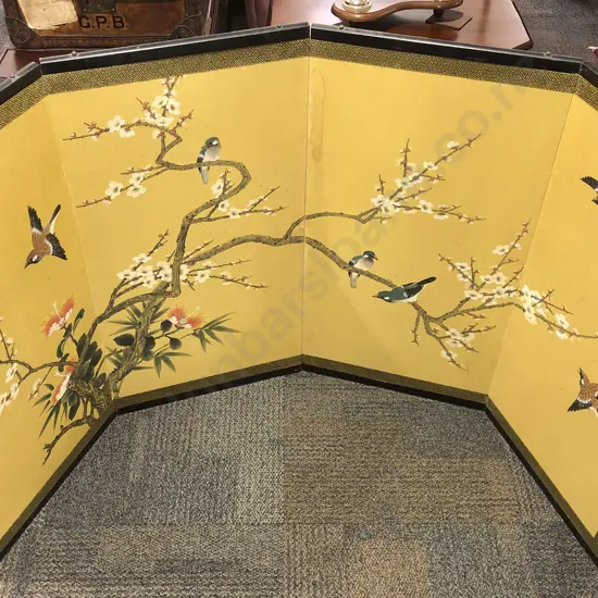 Hand Painted Four Panel Screen