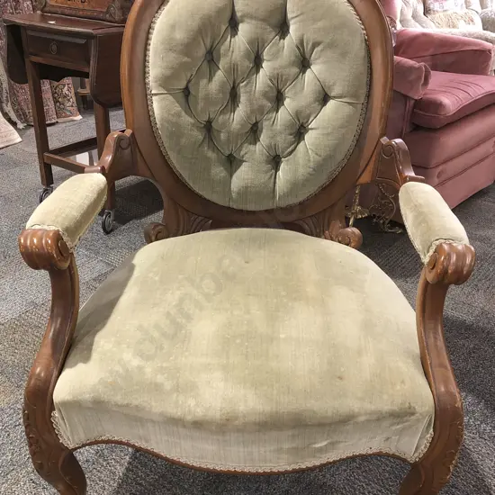 Button Back Grandfather Chair