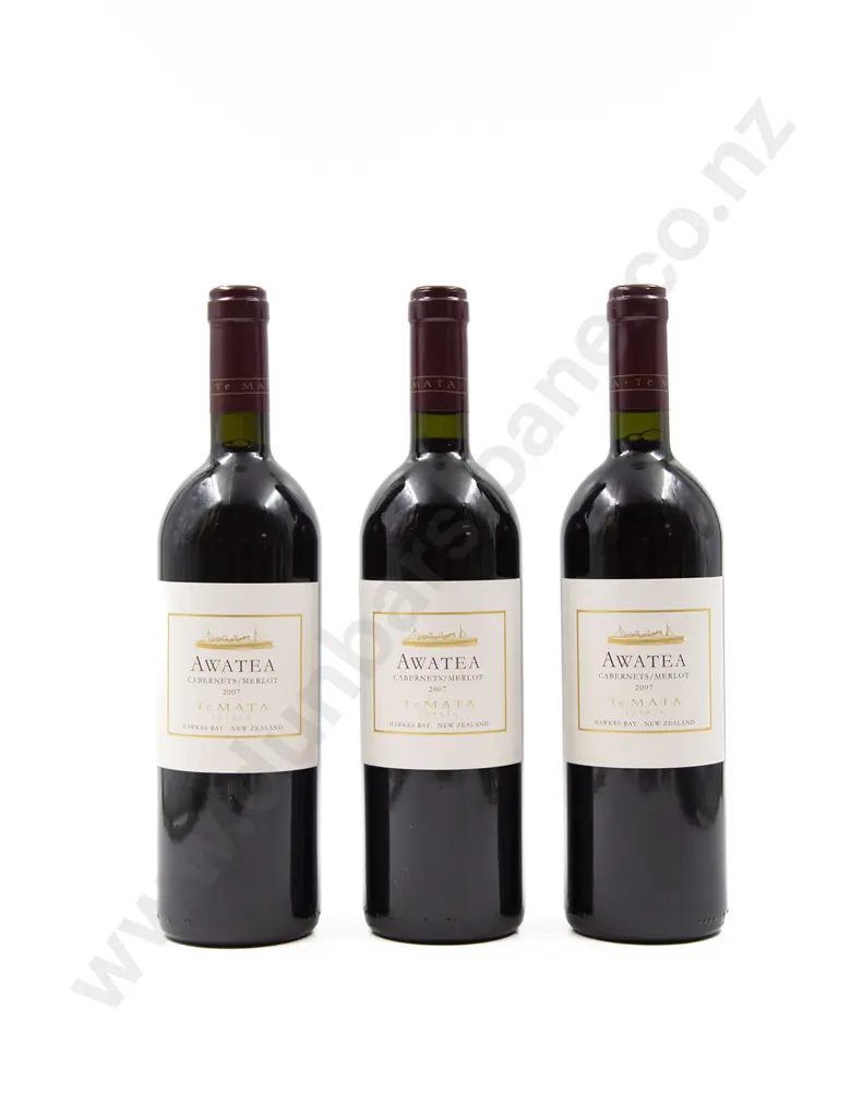 3 bottles NZ 2007 Te Mata Estate Awatea Cabernets/Merlot Image 1++