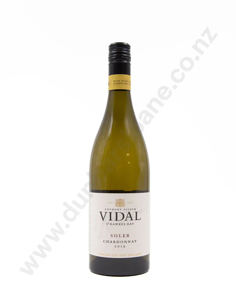 1 Bottle NZ Vidal Wines Soler Chardonnay Hawke's Bay 2019 Image 1++