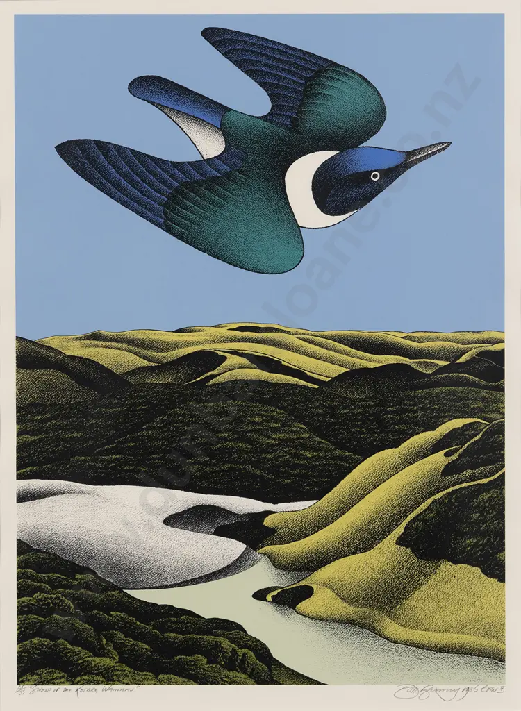 Donald Binney (1940 - 2012) - Swoop Of The Kotare Wainamu Image 1++