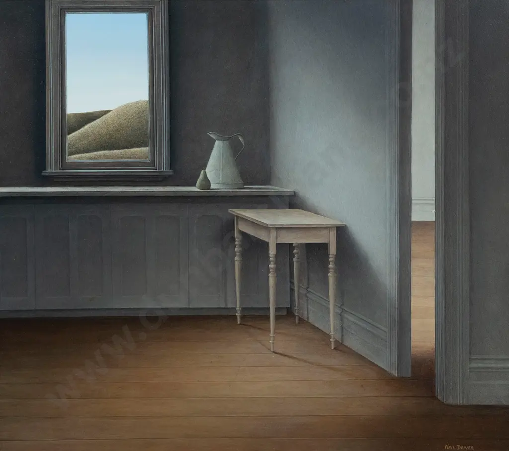 Neil Driver (b 1951) - Kitchen with Jug and Pear Image 1++