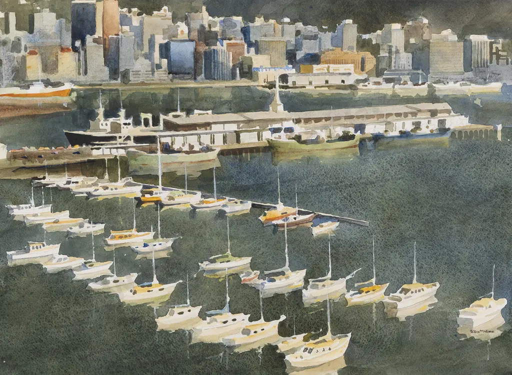 Peter McIntyre (1910 - 1995) - The Boat Harbour & Overseas Terminal Image 1++
