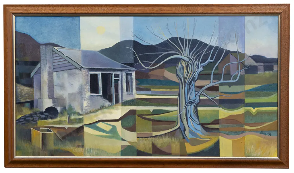 Frank Dean (1917 - 2008) - Old Schoolhouse "Moonlight" Village Central Otago Image 1++