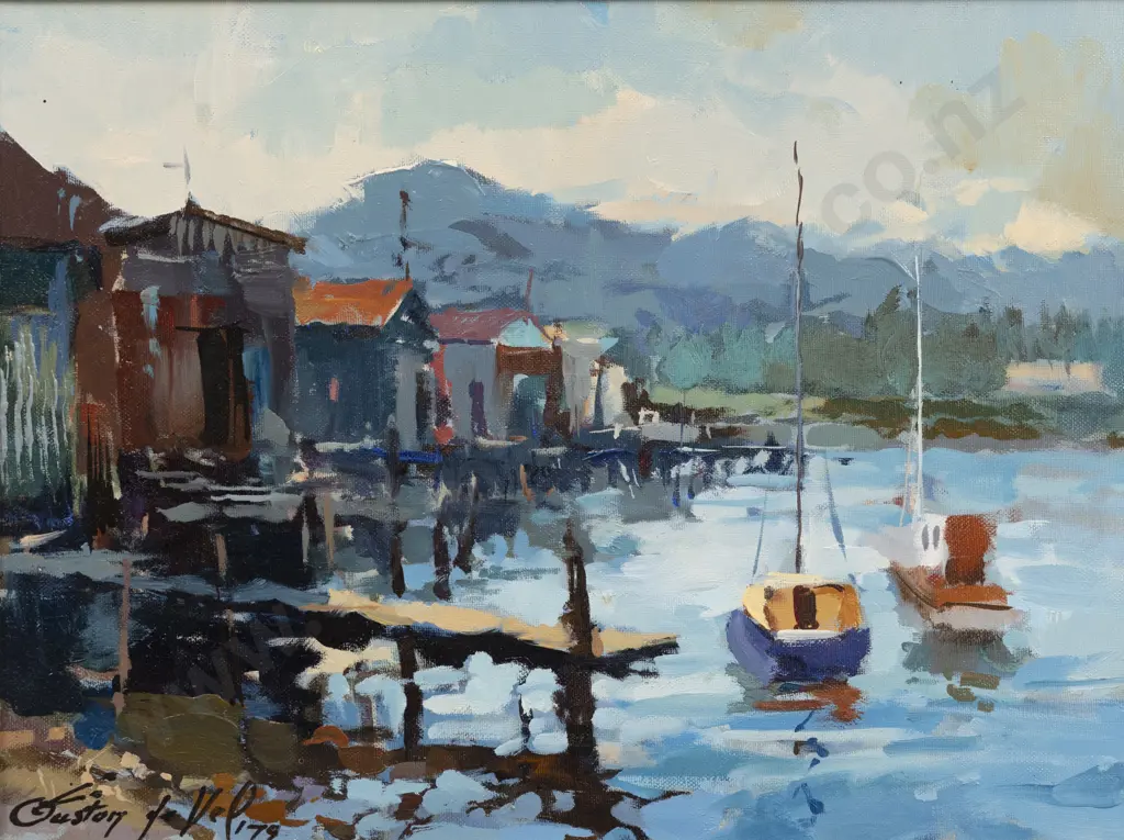 Gaston De Vel (1924 - 2010) - Boat Sheds Petone Image 1++