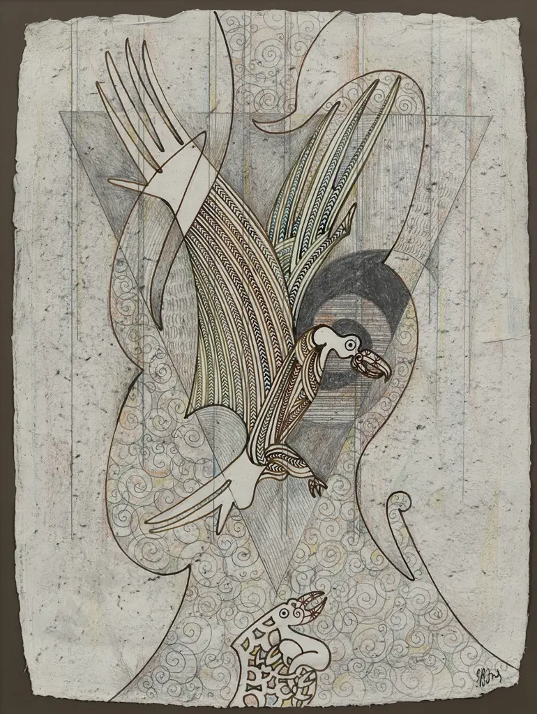 John Bevan Ford (1930 - 2005) - Hawk and Canoe Prow Image 1++