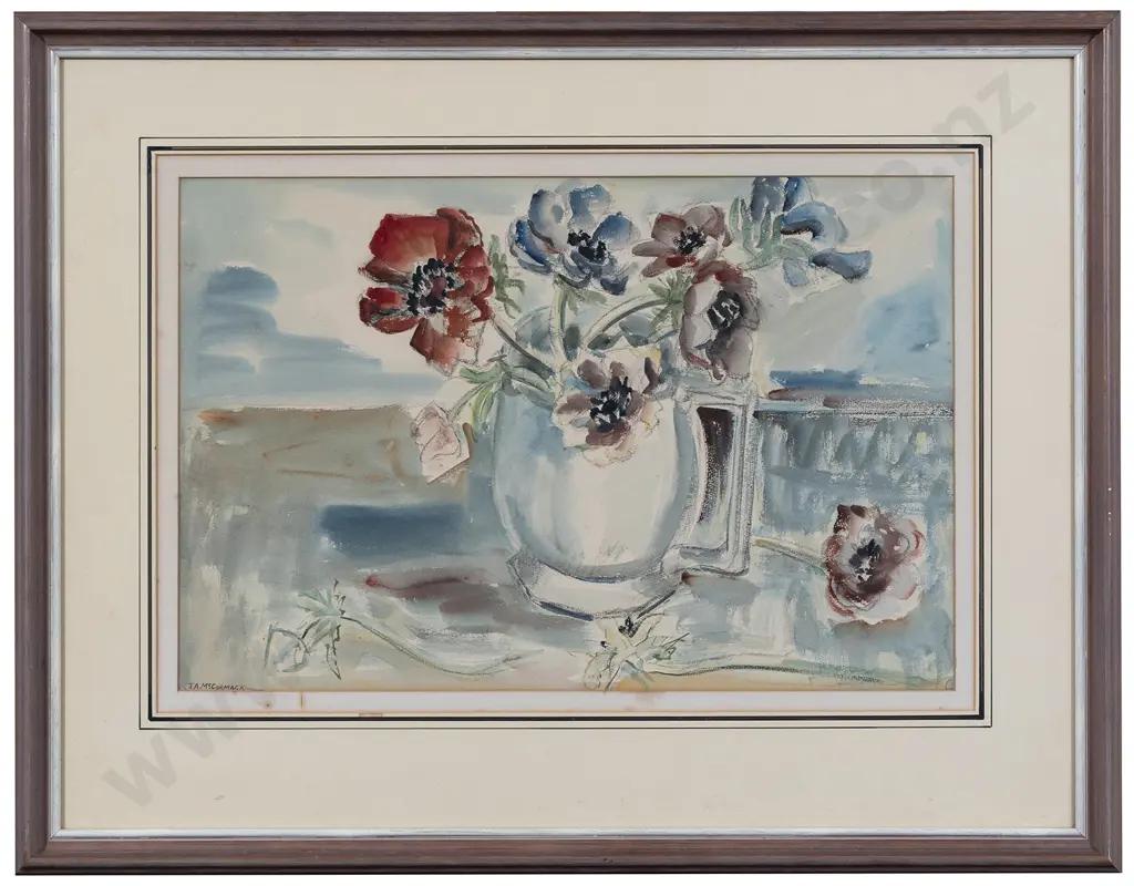 T A McCormack (1883 - 1973) - Still Life with Anemones Image 1++