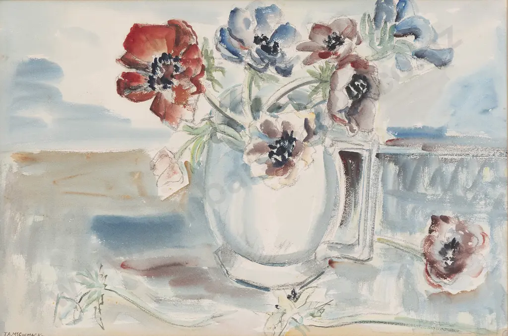 T A McCormack (1883 - 1973) - Still Life with Anemones Image 1++