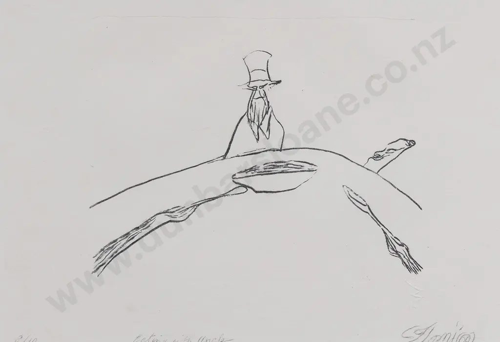 Tony Fomison (1939 - 1990) - Eating With Uncle Image 1++