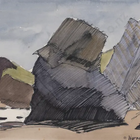 Norman W J Scott (1931 - 1978) - Rock Formations Waioeka Gorge