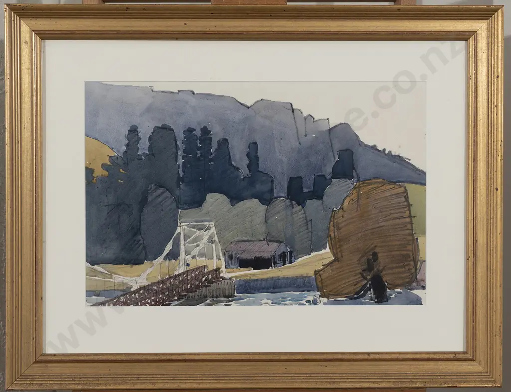 Norman W J Scott (1931 - 1978) - Suspension Bridge Hangaroa River Image 1++