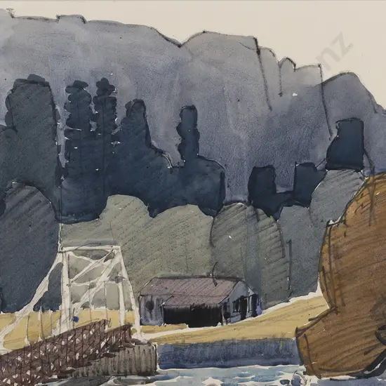 Norman W J Scott (1931 - 1978) - Suspension Bridge Hangaroa River