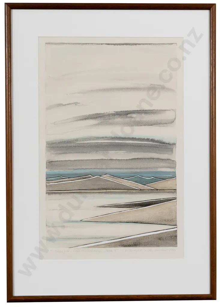 Marilynn Webb (1937 - 2021) - Snowfall Lake Mahinerangi June 8 Image 1++