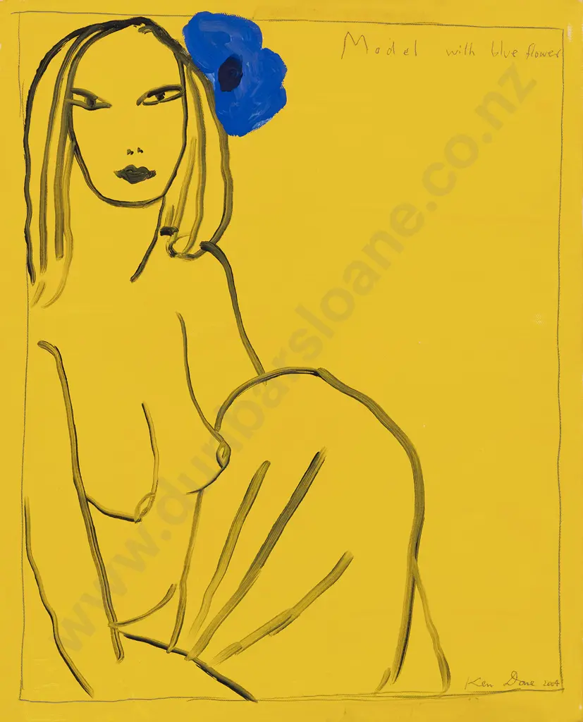 Ken Done (Australian b 1940) - Model With Blue Flower Image 1++