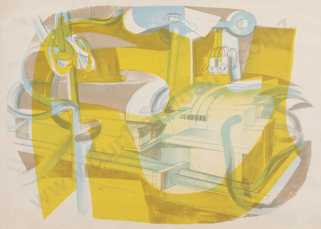 Louise Henderson (1902-94) - Engine Room "Southern Cross" Image 1++