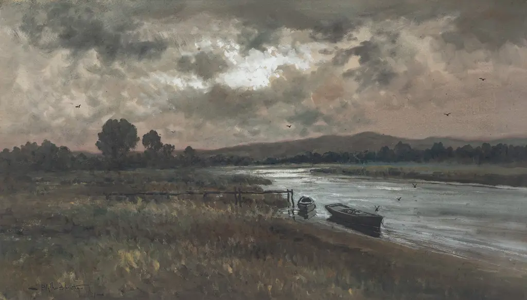 Blythe Fletcher (1890-1949) - Twilight Riverside Image 1++