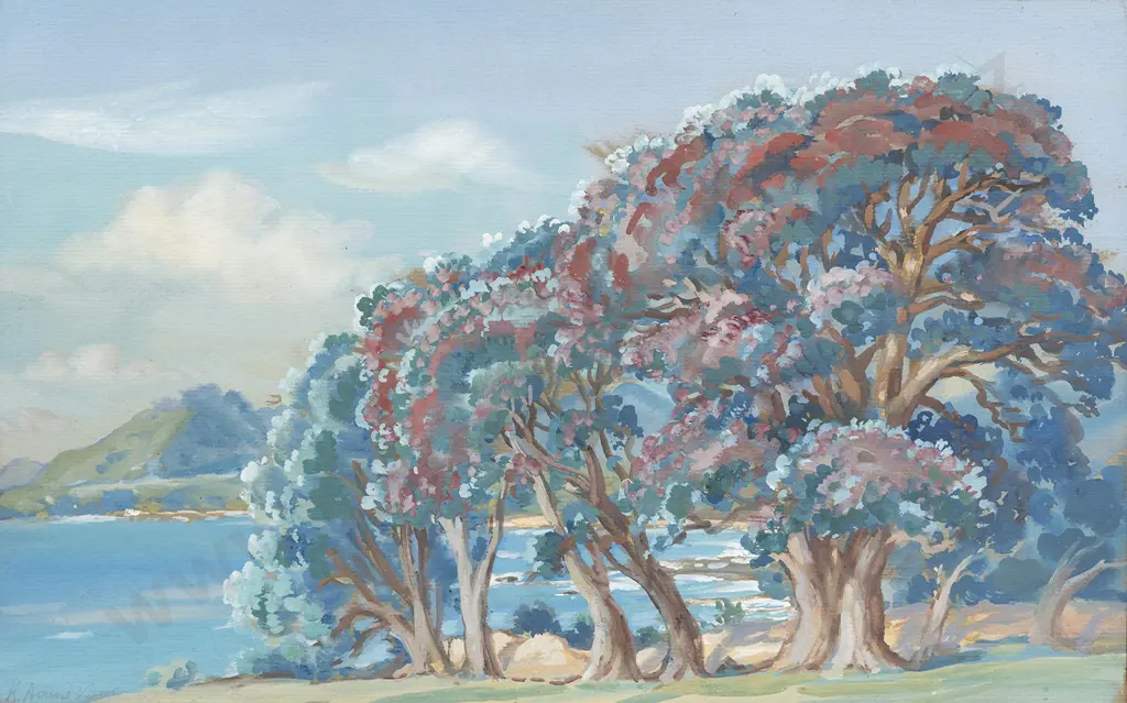 Kathleen Airini Vane (1891 - 1965) - Old Pah Near Te Kaha Image 1++