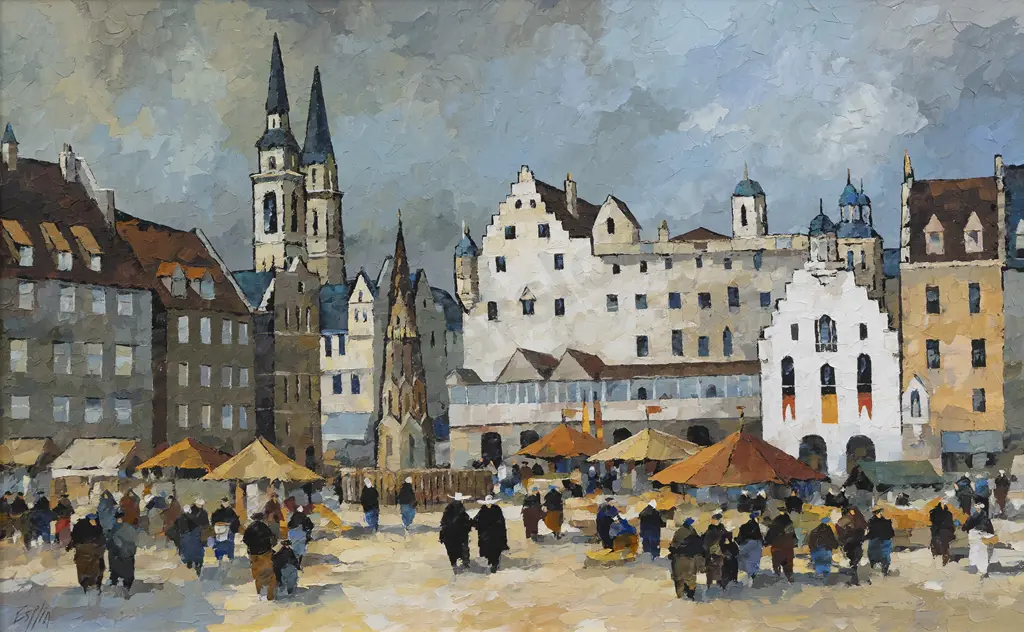 Tom Esplin (1915 - 2005) - Market Square Bavaria Image 1++