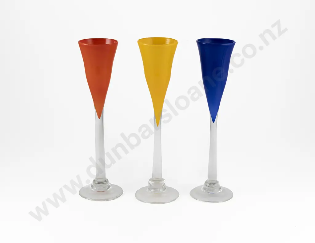 Three Lynette Campbell Coloured Glass Goblets Image 1++
