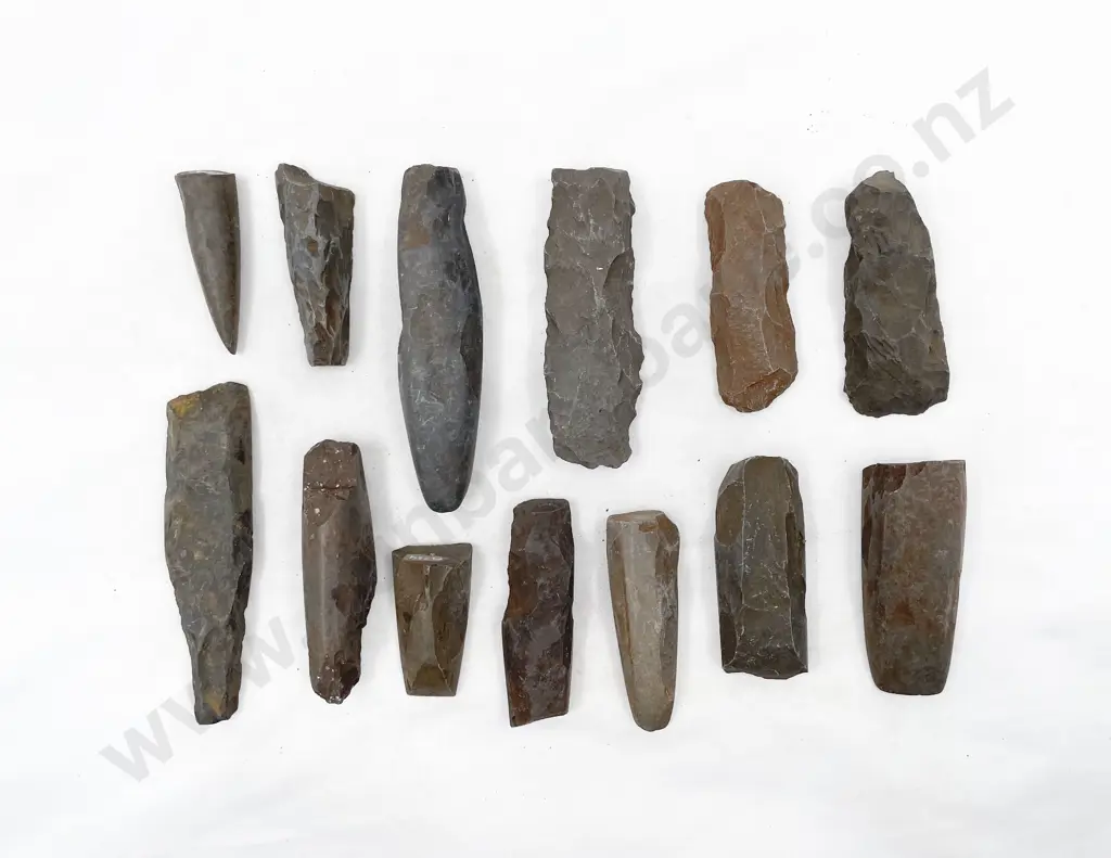 Thirteen Various Adze Fragments From The Pitcairn Islands Image 1++