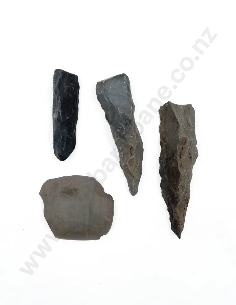 Three Adze Roughouts With Polished Fragment From The Pitcairn Islands Image 1++