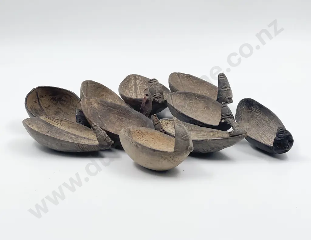Ten Papua New Guinea Coconut Shell Spoons Image 1++