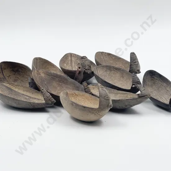 Ten Papua New Guinea Coconut Shell Spoons