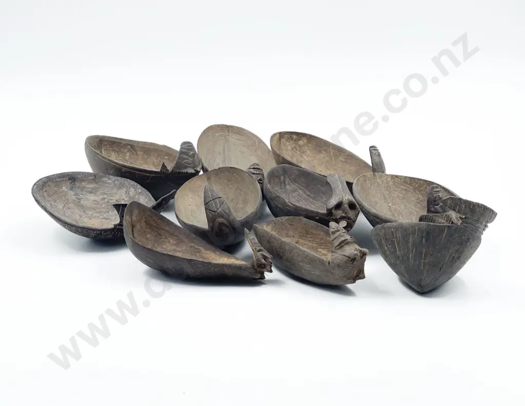 Ten Papua New Guinea Coconut Shell Spoons Image 1++