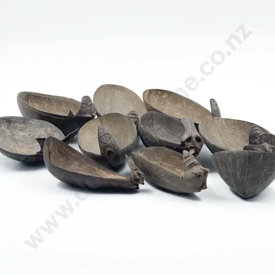 Ten Papua New Guinea Coconut Shell Spoons