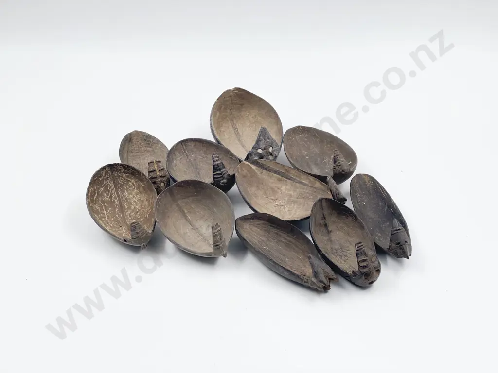 Ten Papua New Guinea Coconut Shell Spoons Image 1++