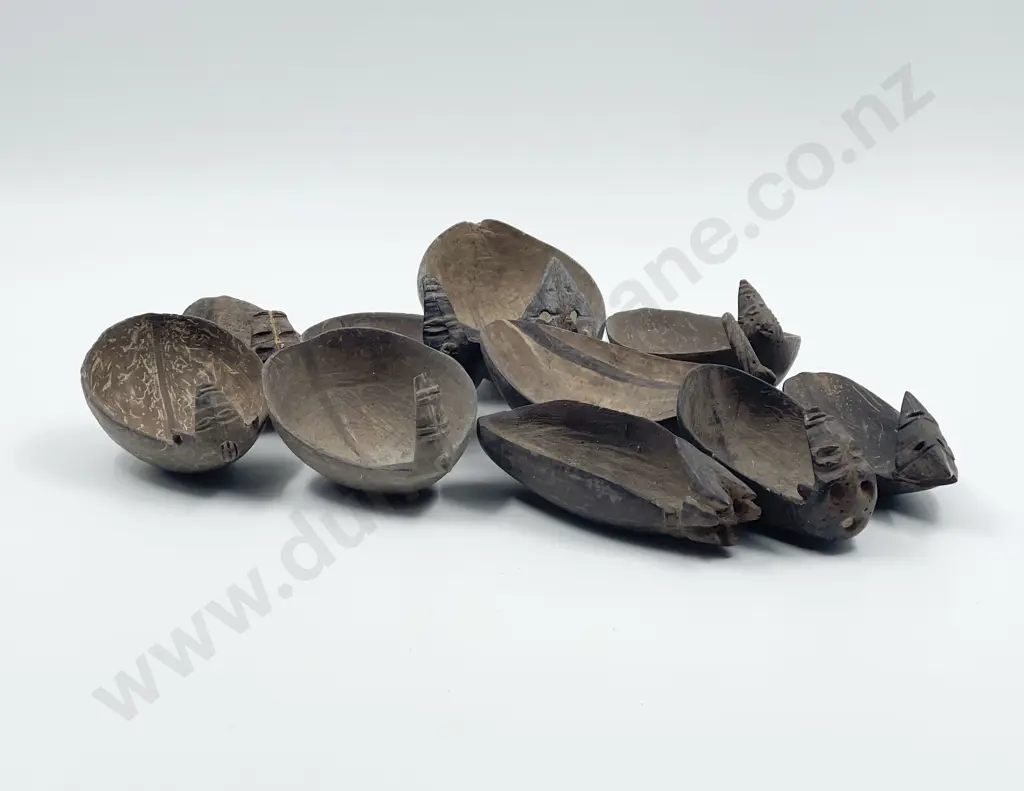 Ten Papua New Guinea Coconut Shell Spoons Image 1++