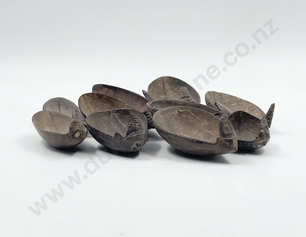 Ten Papua New Guinea Coconut Shell Spoons Image 1++