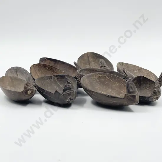 Ten Papua New Guinea Coconut Shell Spoons