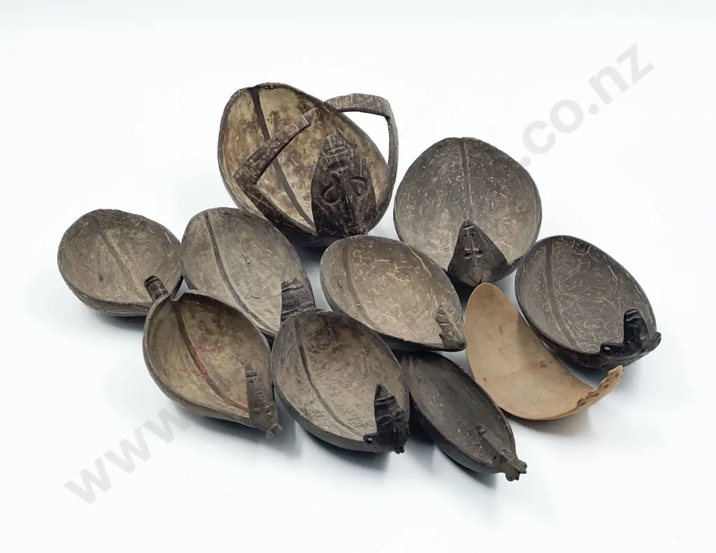 Ten Papua New Guinea Coconut Shell Spoons Image 1++