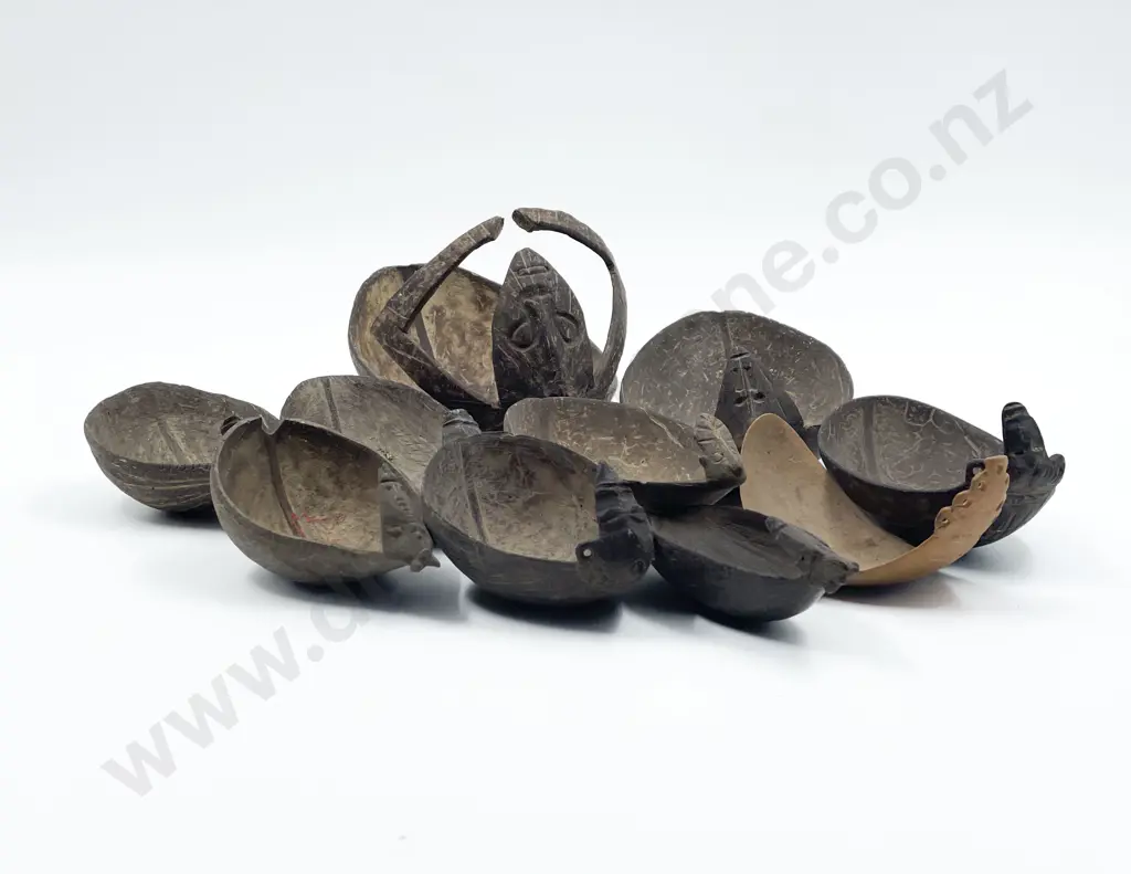 Ten Papua New Guinea Coconut Shell Spoons Image 1++