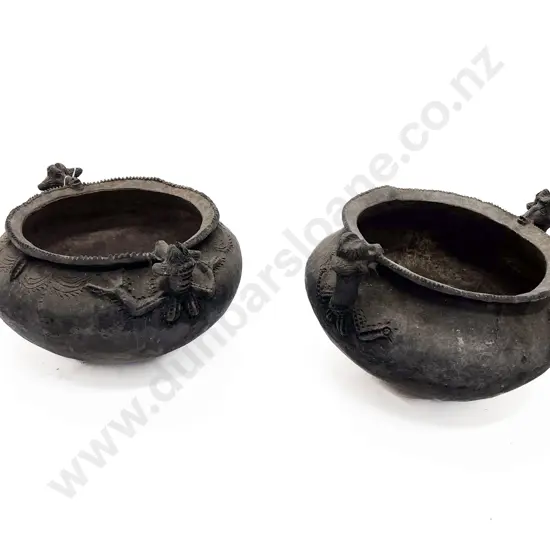 Two Papua New Guinea Raku Fired Cooking Pots