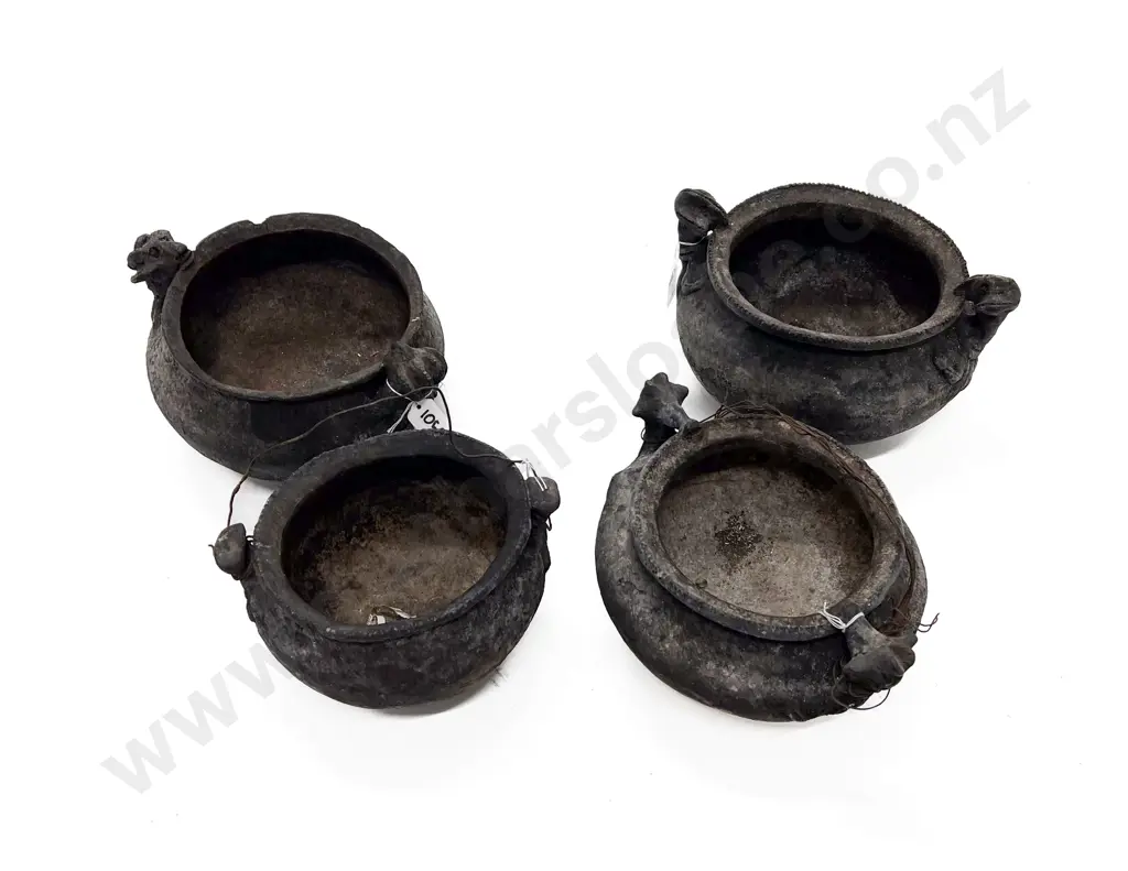 Four Papua New Guinea Raku Fired Cooking Pots Image 1++