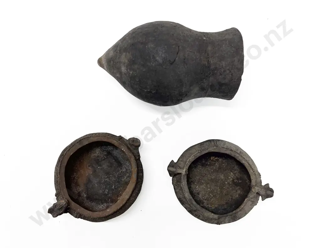 Three Papua New Guinea Raku Fired Cooking Pots Image 1++