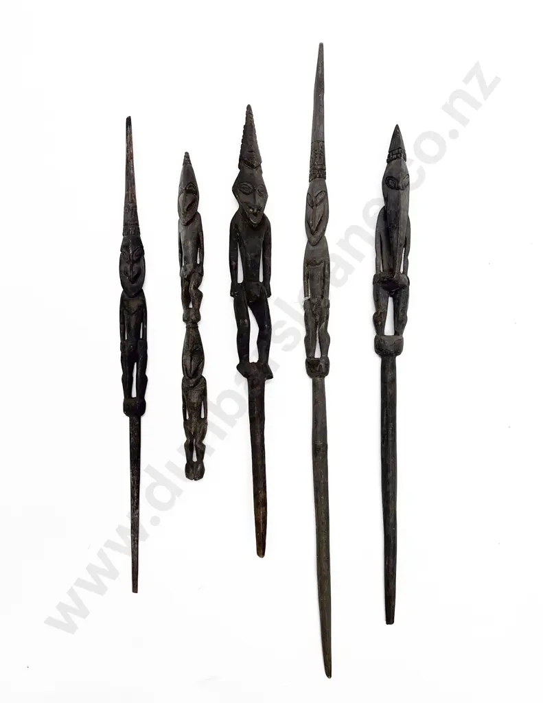 Five Ramu River Elongated Figural Stakes Image 1++