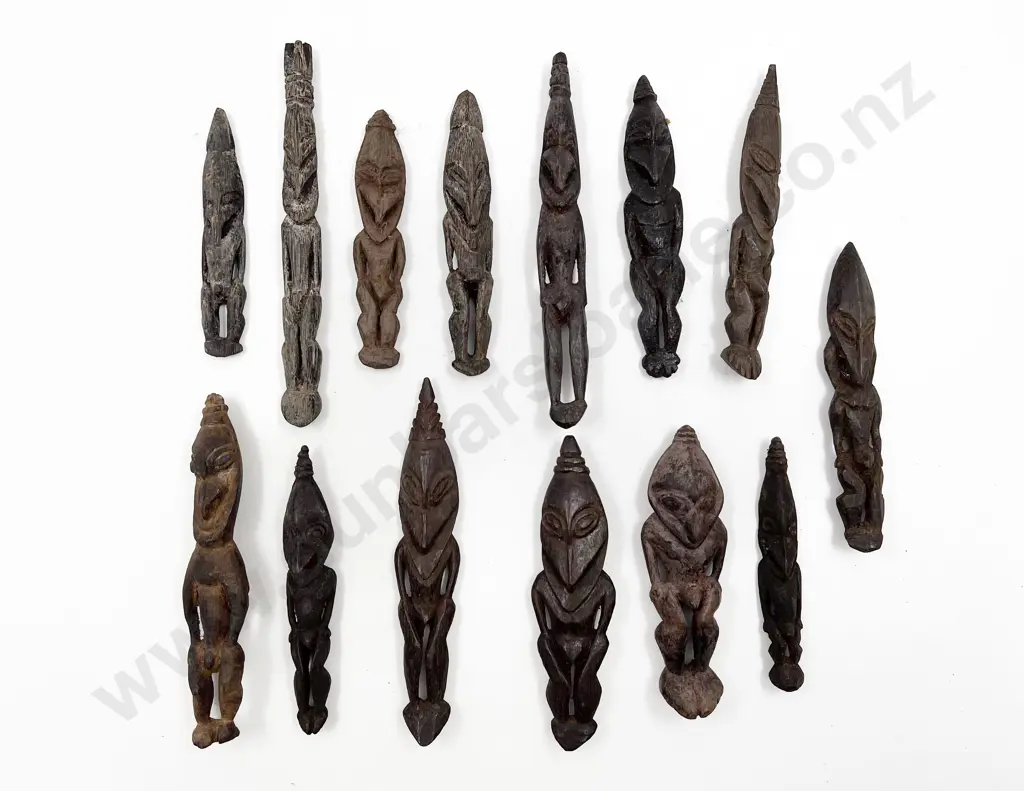 Fourteen Papua New Guinea Ramu River Standing Figures Image 1++